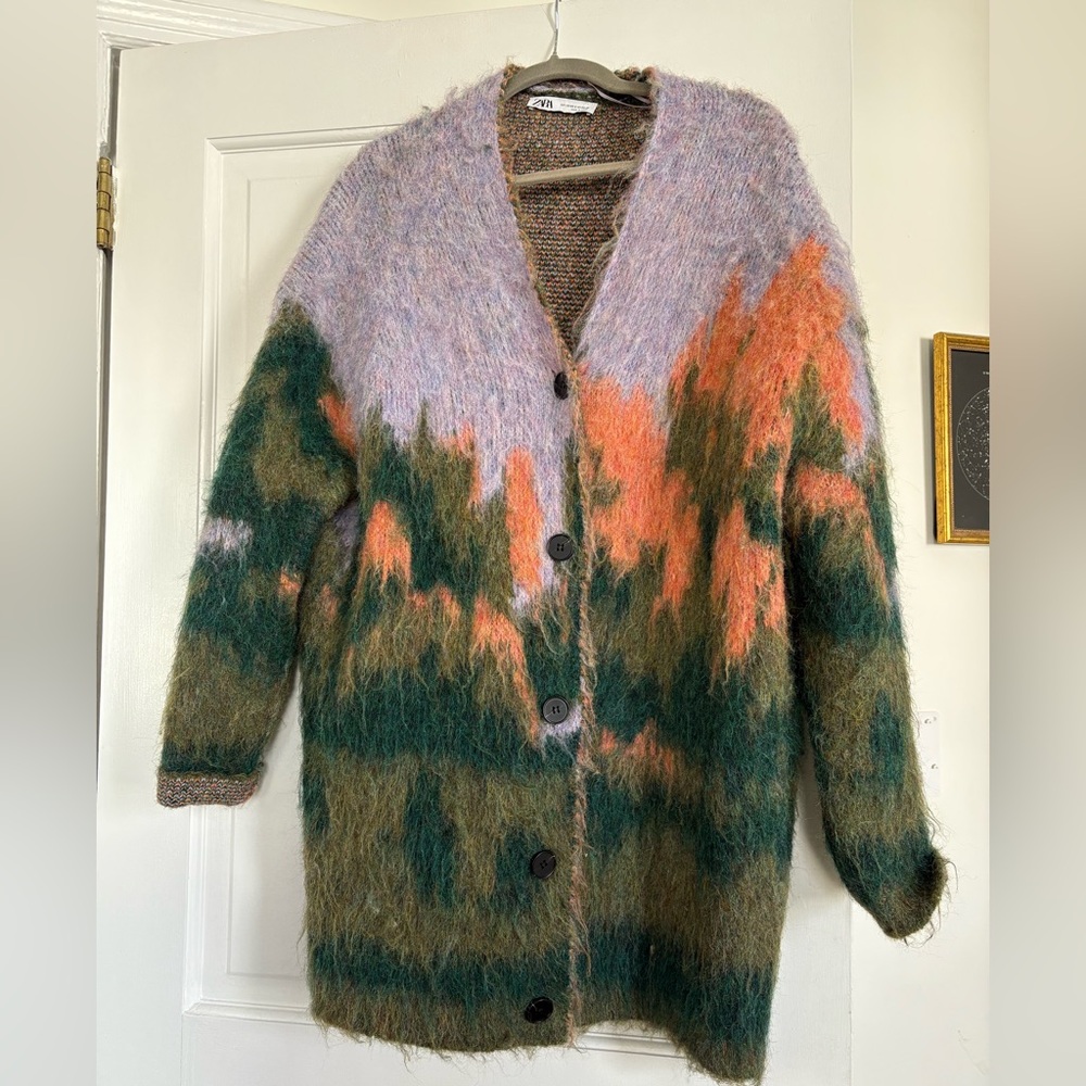 Zara landscape knit coat